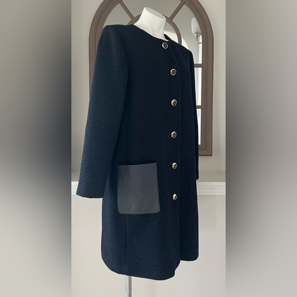 St. John Leather-Pocket Bracelet-Sleeve Textured Tweed Jacket Size 14 NEW $1,995 - Picture 11 of 14